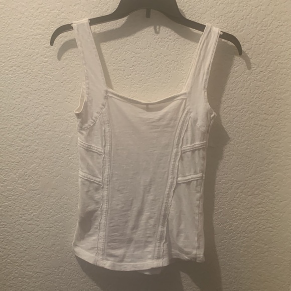 Free People White Ribbed Fitted Sleeveless Tank Top - Picture 6 of 8